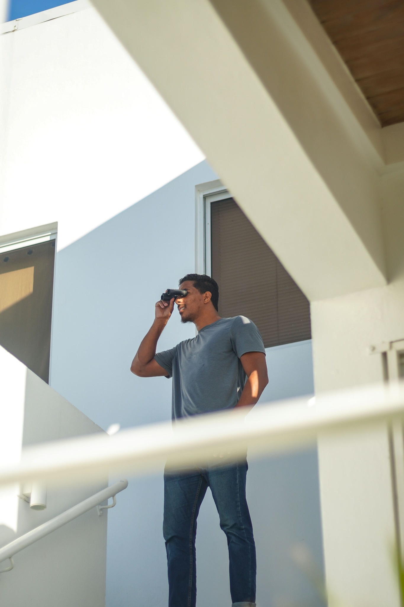 Photographer working on location with a camera